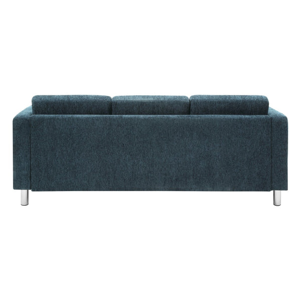 OSP Home Furnishings Pacific Modern 3-seater Sofa with Chrome Legs and Performance Fabric for Contemporary Living Navy PAC53-S76