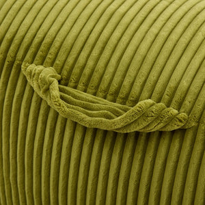 English Elm Big Corduroy Lounger Bean Bag with Ottoman Memory Foam Fill for Living Room Olive W395P435351