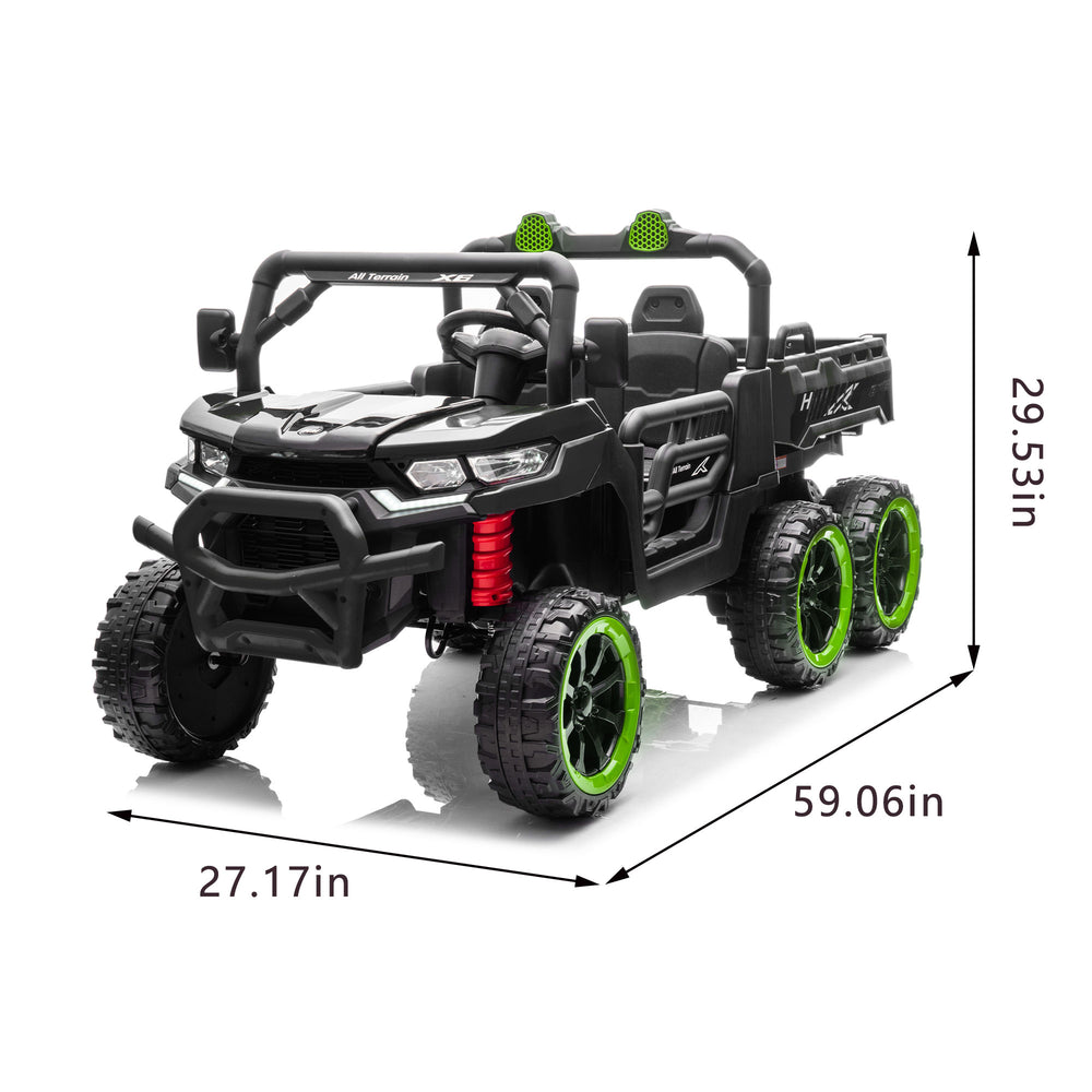 English Elm 24v Two Seat Kids Electric Dump Truck Six Wheel 4wd Utv with Parental Remote Black W1578P268991
