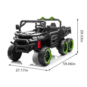 English Elm 24v Two Seat Kids Electric Dump Truck Six Wheel 4wd Utv with Parental Remote Black W1578P268991