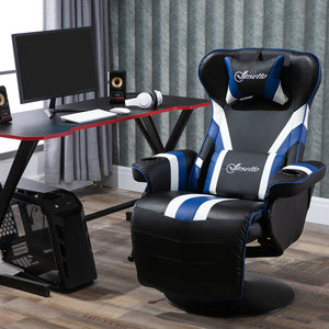 English Elm Vinsetto Racing-Style Gaming Recliner Chair with Lumbar Support, Footrest, Cup Holders, 360° Swivel Comfort W2225P249593