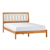 X Spindle Mid-Century Modern Solid Wood Queen Bed Caramel XAVB5CCA Walker Edison