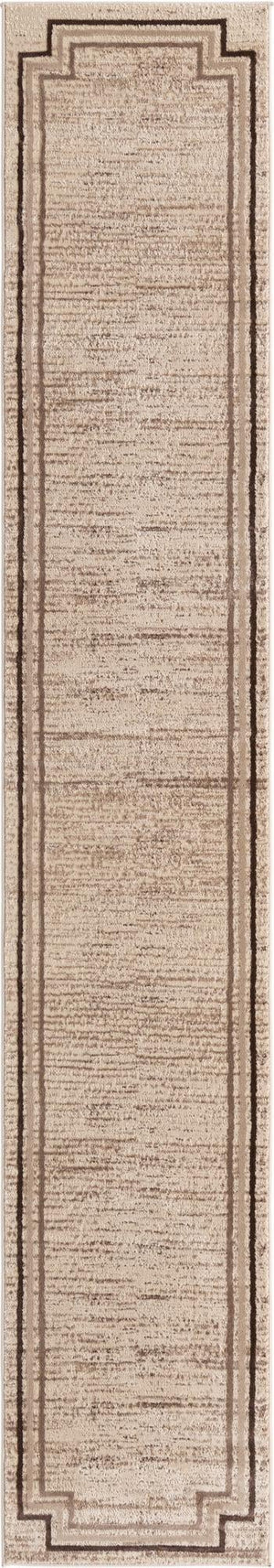 Unique Loom Oasis Fountain Machine Made Border Rug Brown, Beige/Light Brown/Ivory 2' 0" x 12' 0"