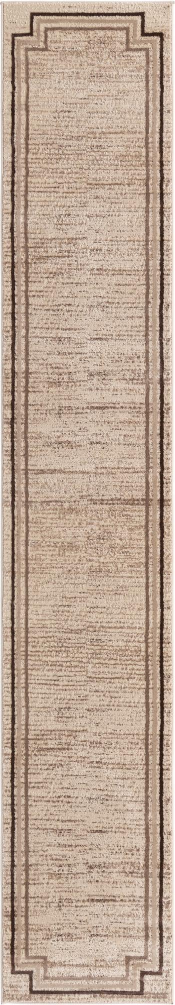 Unique Loom Oasis Fountain Machine Made Border Rug Brown, Beige/Light Brown/Ivory 2' 0" x 12' 0"