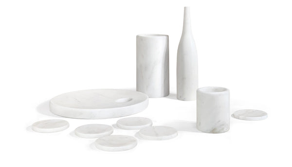 English Elm White Natural Marble Dining Room Accessories Set - Luxurious 10-Piece Collection For Elegant Tables W1696P262939-GIGA