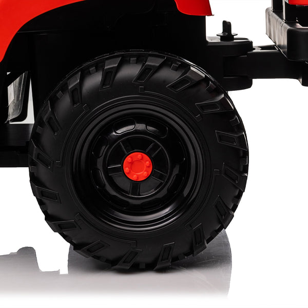 English Elm Ride on Electric Tractor Toy with Trailer 24v 400w Dual Motors Remote Control Led Red W1578P194696