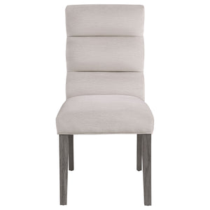 English Elm Highmore Stone Velvet Upholstered Dining Side Chair with Tufted Foam Back and Cool Gray Legs - Set of 2 Beige B062P299895