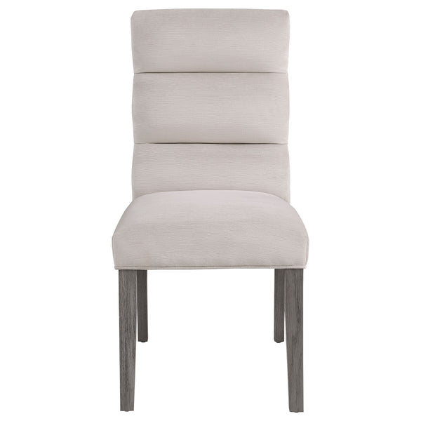 English Elm Highmore Stone Velvet Upholstered Dining Side Chair with Tufted Foam Back and Cool Gray Legs - Set of 2 Beige B062P299895