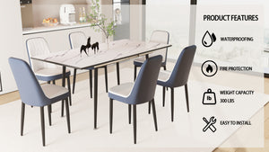 English Elm 47"-63" Expandable Dining Table Set For 2-6, Modern Design With Cushioned Chairs & Black Metal Legs W2189S00259