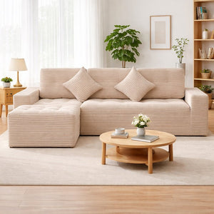 English Elm Modular Cloud Sectional Sofa with Ottoman Faux Fur Velvet Plush Living Room Couch W5502S00007