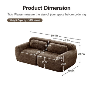 English Elm 2-seater Modular Cloud Sofa Plush Fluffy Sectional with Pillows for Living Room W714P380147