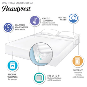 English Elm 4-piece King Sateen Cotton Blend Sheet Set with Smart Temperature Regulation B035P437429