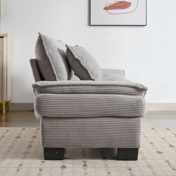 English Elm Corduroy Modern Sofa Sleeper Loveseat with Double-Layer Cushions, Two Pillows, Sturdy Frame 84" LIGHT GREY W676P227345