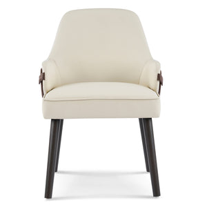 English Elm Indoor Two-tone Fabric Armchair Set Curved Back Ergonomic Dining Accent Seating Beige,Brown N779P370716L