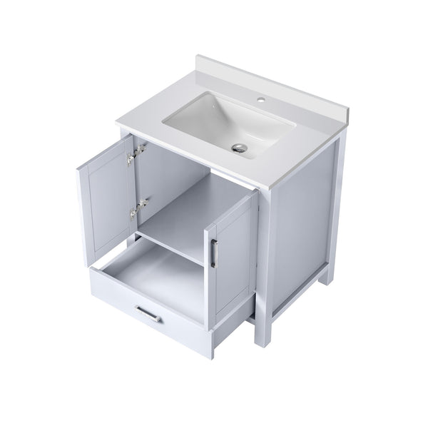 English Elm White 30" Bath Vanity with Cultured Marble Top, Solid Wood Frame, Soft-Close Drawer & Spacious Storage B2731P258995