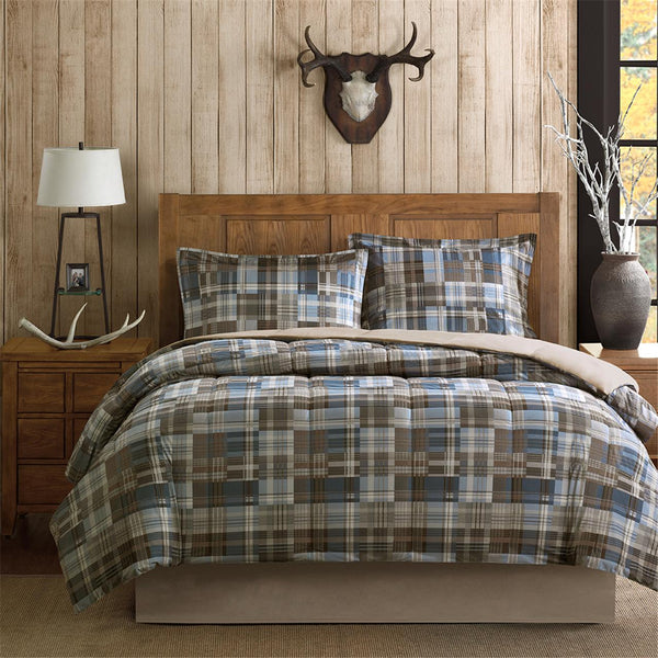 JLA Home Woolrich - Down Ultra-Soft Plaid Comforter Set with Hypoallergenic Down Alternative, Cozyspun, OEKO-TEX Certified 86 L x 63 W x 1.5H WR10-1054