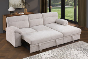 English Elm Kipling Chenille Sleeper Sectional with Storage Chaise and Usb Console Charging B061S00952
