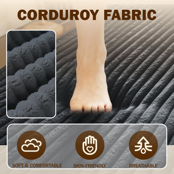 English Elm Modern Full Size Folding Sofa Bed with Plush Corduroy, 2 Pillows, 15" Foam Mattress, No Assembly Required DARK GREY W1885P347083