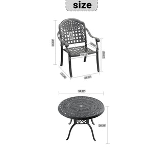 English Elm 3-piece Cast Aluminum Bistro Set Ornate Patio Furniture with Weather Resistant Cushions W1710S00629