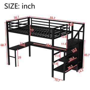 English Elm Full Size Pine Loft Bed House Frame with Slide Bookshelves and Moon Star Rails W1580S00286