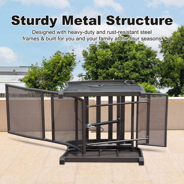 English Elm Adjustable Patio Recliner Chair with Flip Side Table, Ergonomic Cushions, Heavy-Duty Steel, 350lb Support Gray W1859P196387