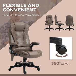 English Elm HOMCOM Executive Massage Office Chair with 6-Point Vibration, Lumbar Heat, Recline & Remote Control Brown W2225P229771