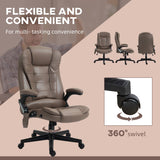 English Elm Homcom 6 Point Vibrating Massage Office Chair With Heat, Microfiber High Back Executive Office Chair With Reclining Backrest, Padded Armrests and Remote, Dark Brown