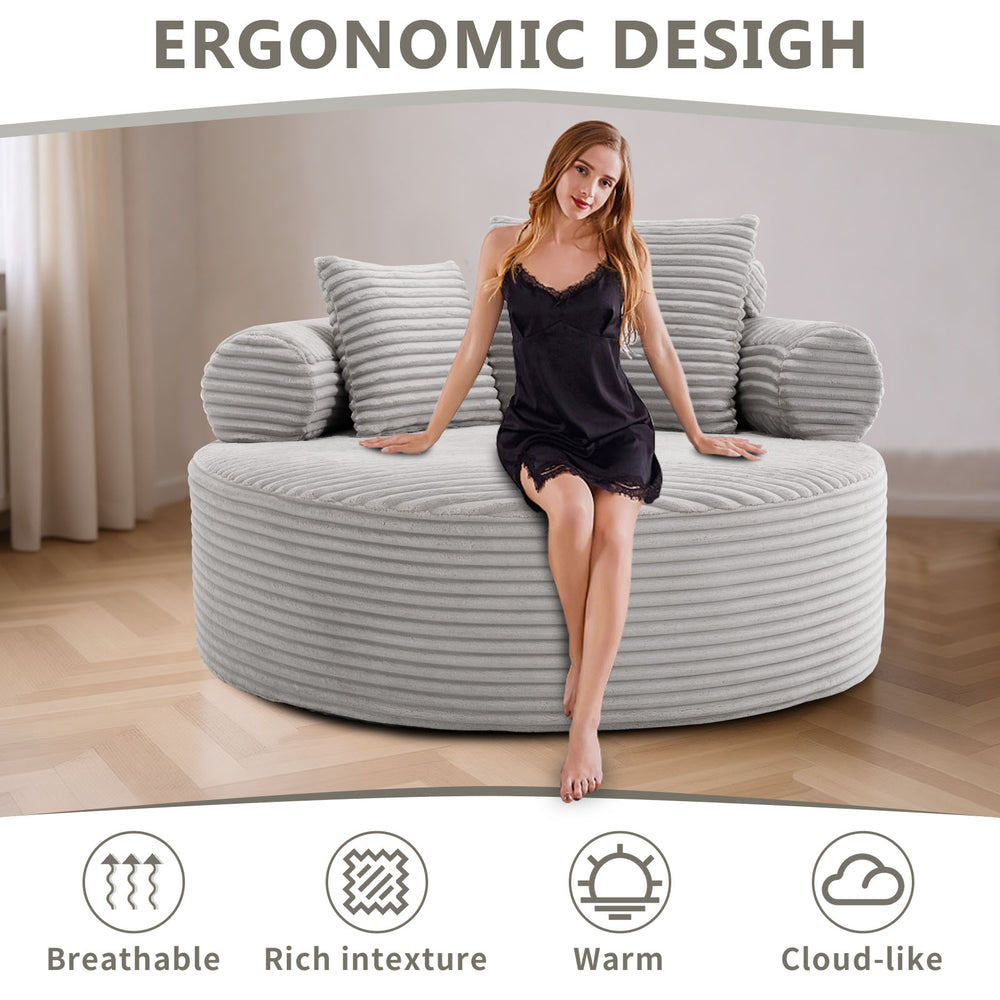 English Elm Round Cloud Sectional Sofa Bed with Memory Foam Cushions for Modern Living Spaces W3224P444277