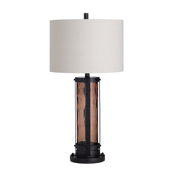 Crestview Collection 32.5"H Shiloh Rustic Industrial Table Lamp With Amber Glass, Night Light & Versatile 3-way Socket   Cvaer2011