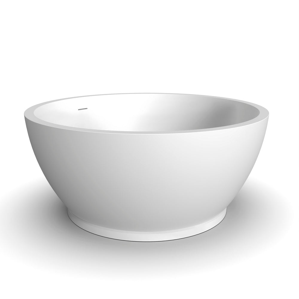 English Elm 52.7 Inch Round Freestanding Solid Surface Soaking Tub Matte White Spa Bath W1613P499301