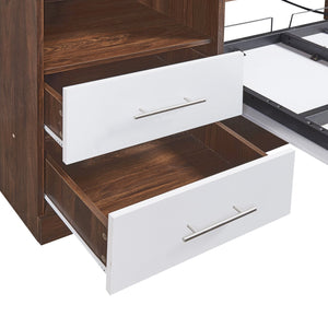 English Elm Twin Murphy Wall Bed with Side Cabinet Space Saving Mdf Frame for Studio Apartments LP000690AAK-1