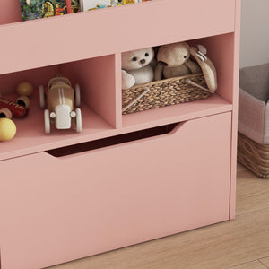 English Elm HOMCOM Kids Bookcase with Drawer & Anti-Tip Design, 3-Tier Shelf Organizer for Toys & Books Pink W2225P217324