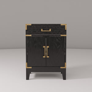 English Elm Black Oak Single Bath Vanity - 24" W X 18" D, Fully Assembled, Soft-Close Doors, Space-Saving Design B2731P260890