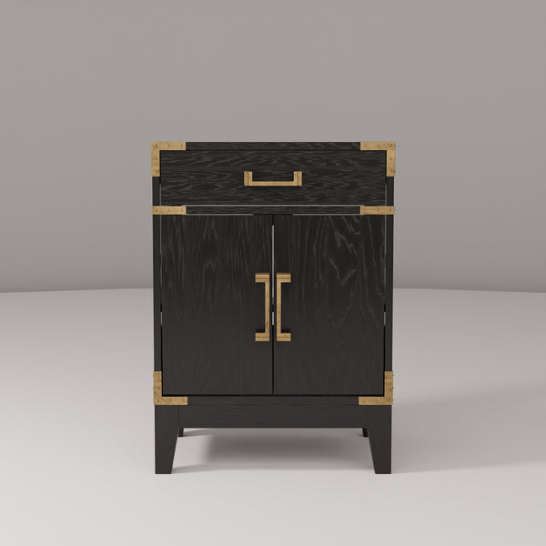 English Elm Black Oak Single Bath Vanity - 24" W X 18" D, Fully Assembled, Soft-Close Doors, Space-Saving Design B2731P260890