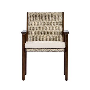 English Elm Outdoor Acacia Wood Wicker Rattan Armchairs with Cushions for Patio Poolside Beige,Dark Brown N768P374497B