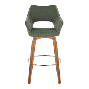 English Elm Fixed-height Swivel Barstools Mid-century Walnut Bentwood Frame Grey Upholstered Set B202S01927