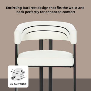 English Elm Modern Barrel Dining Chairs Set of 2 Faux Leather Wraparound Seat Metal Frame White Pu W3394P444215
