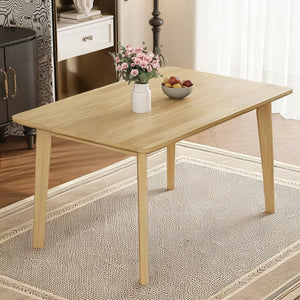 English Elm Rustic Minimalist Rubberwood Dining Table with Tapered Legs for Small Apartment Spaces Natural N752P368503A