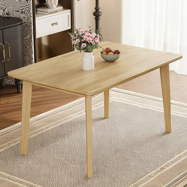 English Elm Rustic Minimalist Rubberwood Dining Table with Tapered Legs for Small Apartment Spaces Natural N752P368503A