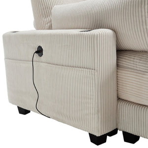 English Elm United Cozy Cloud Sleeper Sofa Bed & Oversized Chaise Lounge With Usb, Storage & Cup Holders W1568S00161-GIGA