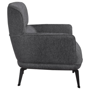 English Elm 1pc Modern Transitional Upholstered Crescent Arm Accent Chair with Rounded Track Arms and Metal Legs Black,Grey 35 L x 31.25 W x 29 H B011P306685