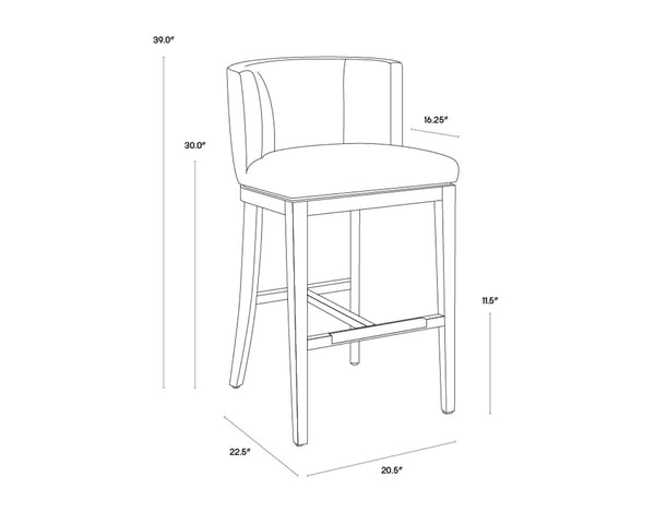 Sunpan HAYDEN Barstool - Stylish Quarry Fabric with Barrel-Back Design, Matte Black Legs, and Durable Support 100969