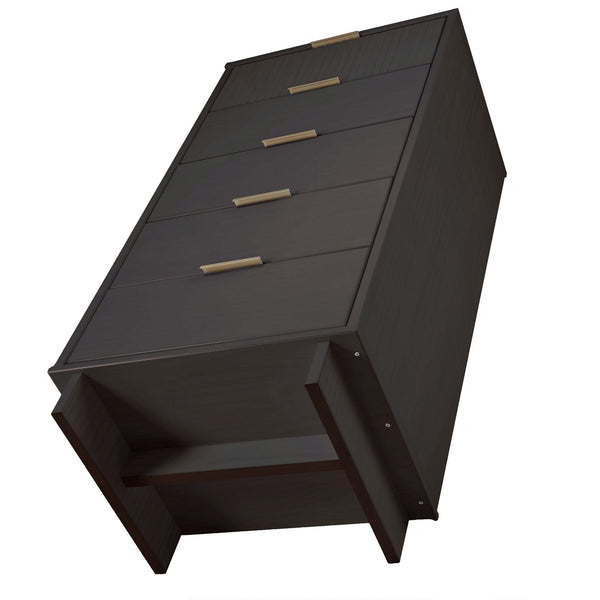 English Elm Granville 24" Charcoal Gray 5-Drawer Chest With Gold Handles & Organizer For Stylish Storage Solutions B365S00072