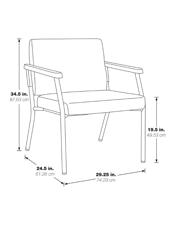 OSP Home Furnishings Bariatric Guest Chair with Reinforced Metal Frame and Plush Padded Seat for Medical Offices BC9602-R105