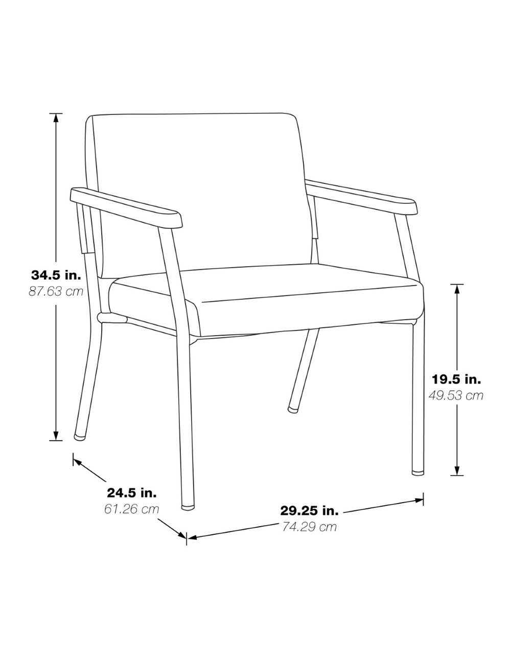 OSP Home Furnishings Bariatric Guest Chair with Reinforced Metal Frame and Plush Padded Seat for Medical Offices BC9602-R104