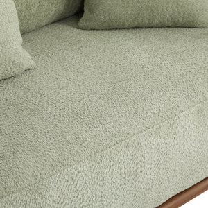 English Elm Round Arm Curved Sofa Plush Upholstered Mid-century Living Room Lounge Seating Light Green N771P270523L