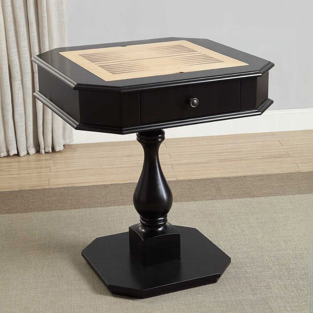 English Elm Square Cherry Finished Game Table with Turned Pedestal Base for Study or Library B016P314078