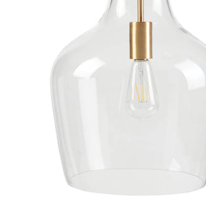 English Elm Bell Bell Shaped Glass Pendant Light Gold & Clear 13" Shade, 93" Drop, Iron Base, Modern Luxe B035P264532