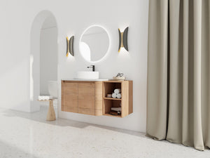 English Elm 42'' Wall-Mounted Bathroom Vanity With Ceramic Sink, Soft-Close Doors & Ample Storage For Modern Style W999S00412