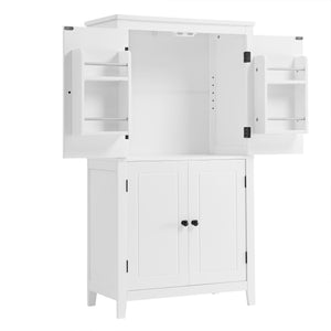 English Elm Elegant Bathroom Floor Storage Cabinet with 4 Doors, Adjustable Shelves, Anti-Tip Design, 28"L x 15"W White N725P188461K